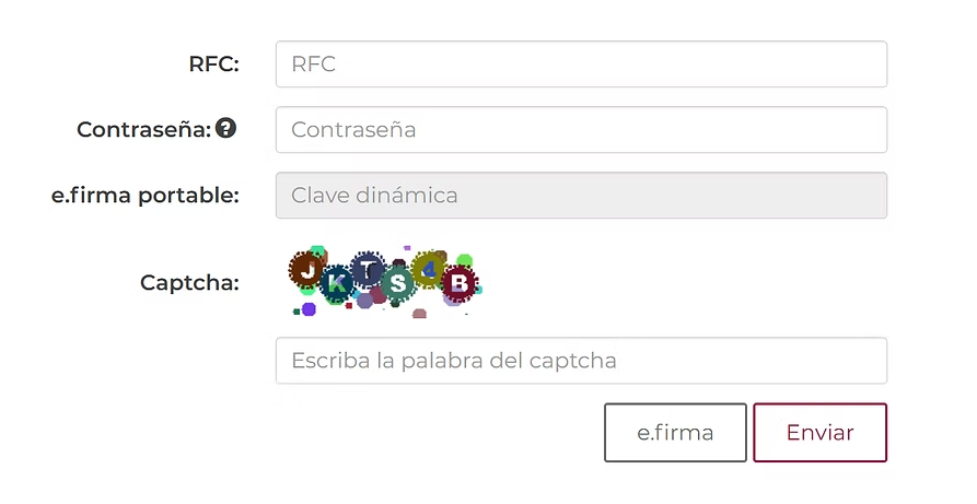 Sección para ingresar al portal SAT