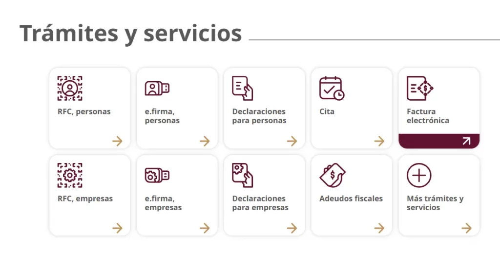 Acceso a la sección de factura electrónica del portal SAT