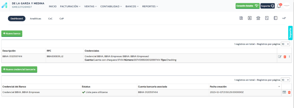 Dashboard para agregar datos del banco
